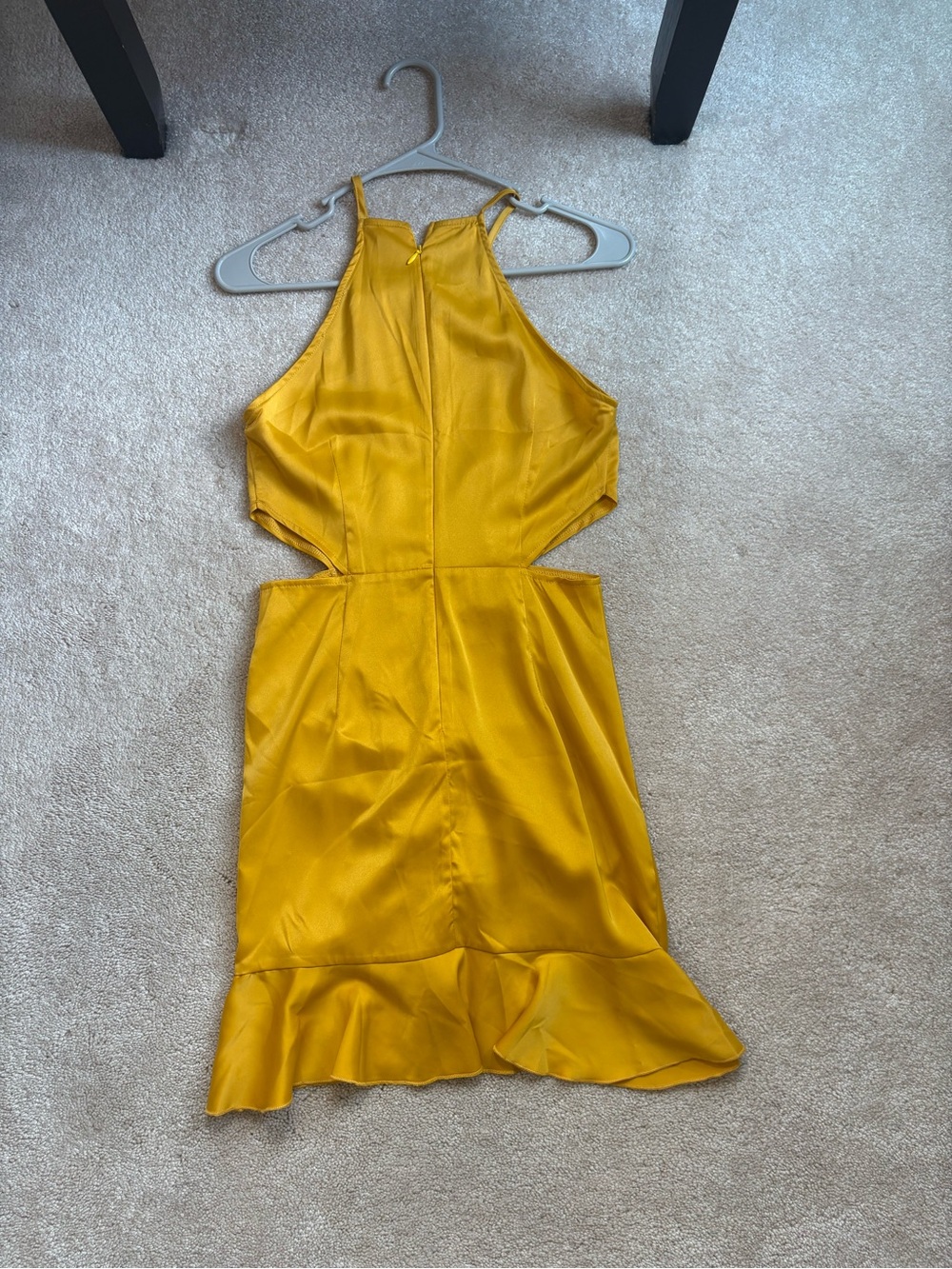Ruched Halter Midi Dress in Mustard Yellow - Picture 3 of 3